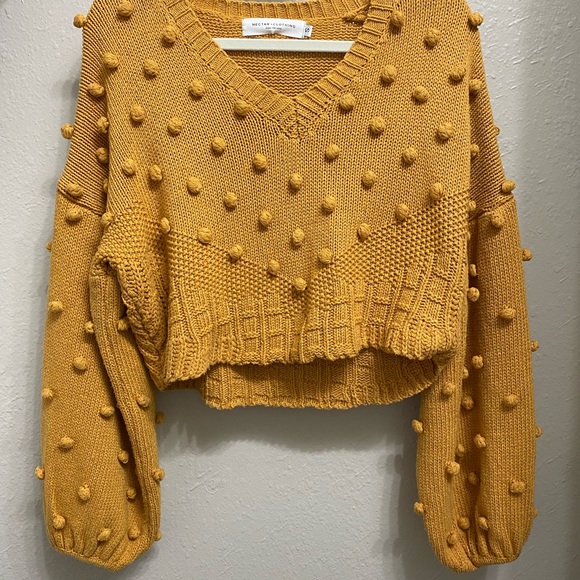 Nectar Cropped Knit Sweater with Bell Sleeves - Picture 2 of 6